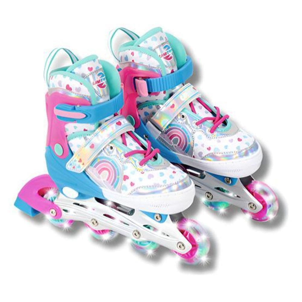 Patins In Line Ajustável Colorido Com Kit De Proteção 34-37