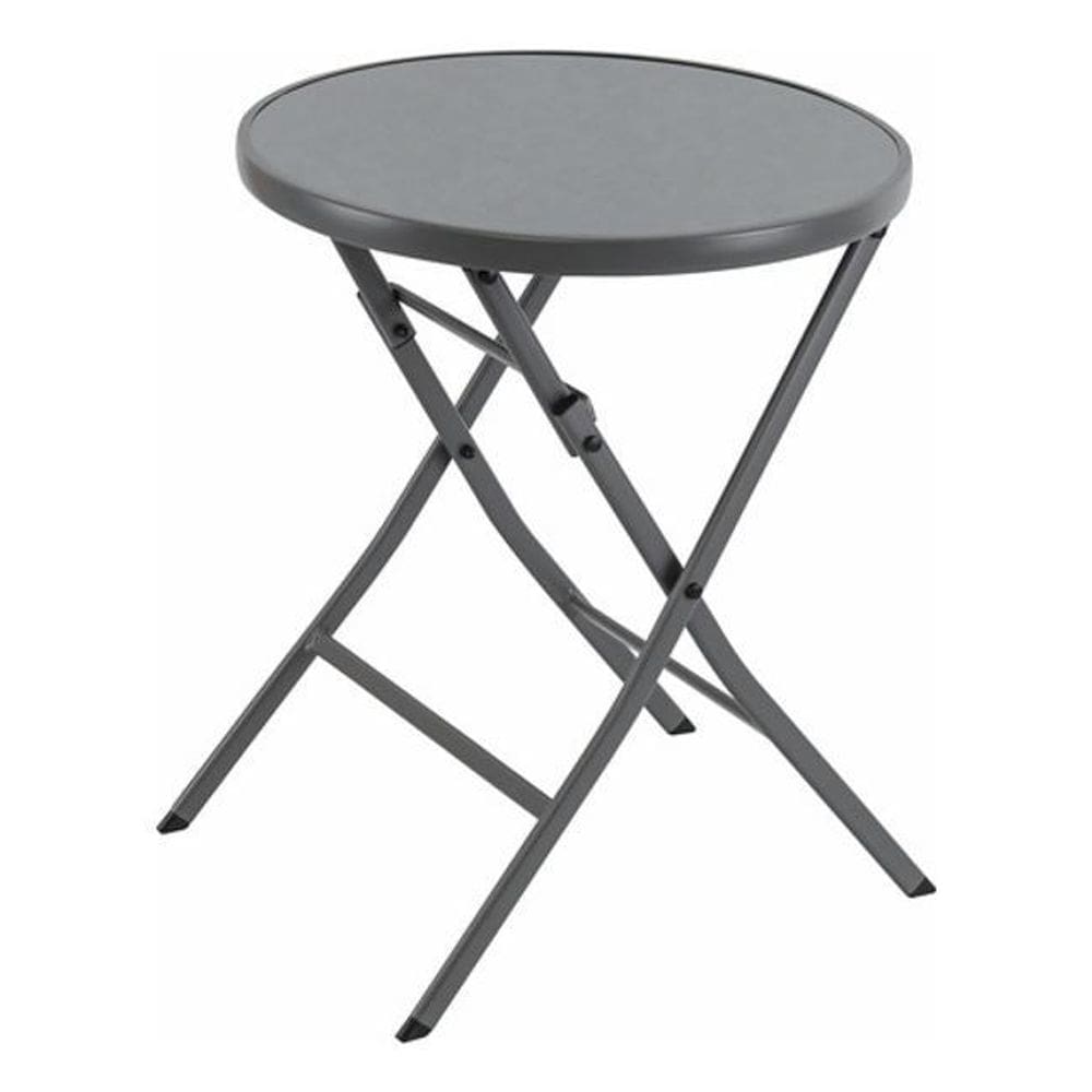 Mesa Camping Dobravel De Aco Cinza 72X60X60Cm Redonda