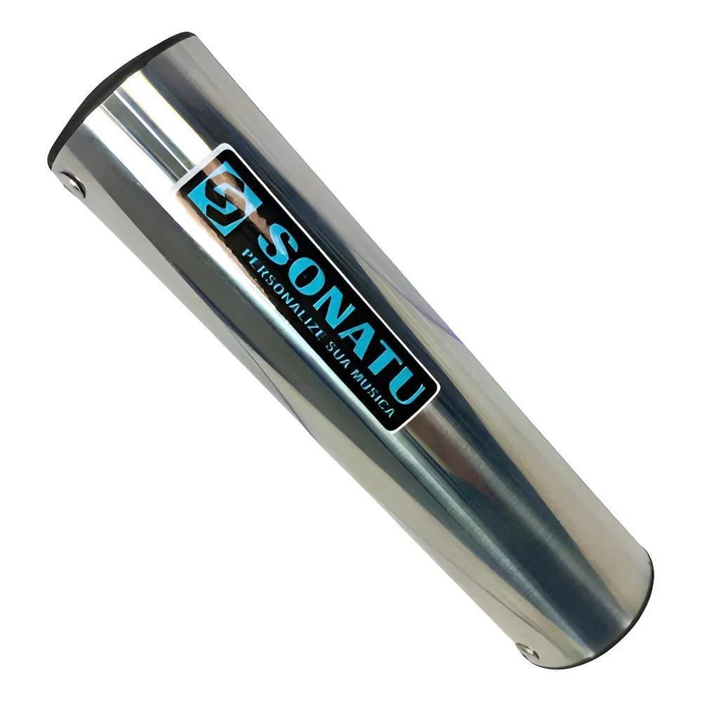 Ganzá Médio 15X4Cm Em Alumínio Leve Prata Sonatu