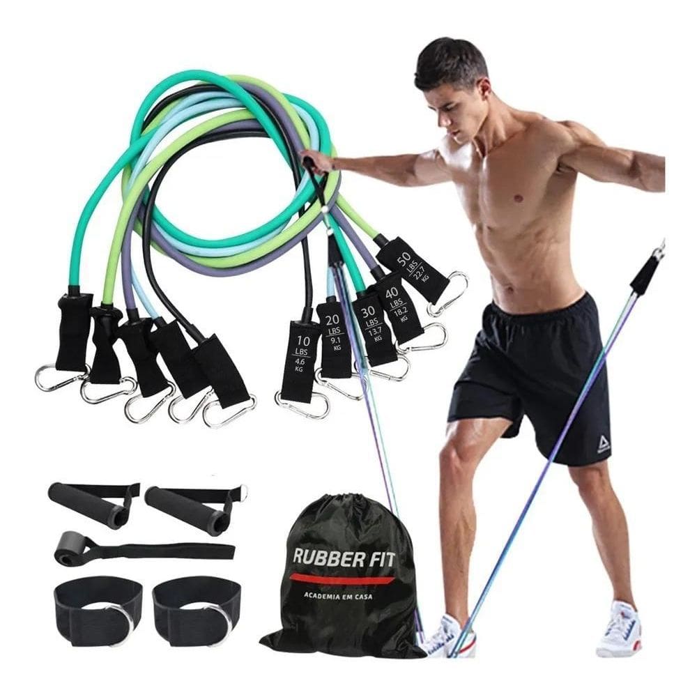 2X Kit Elástico Para Treino Exercícios Malhar Musculação Cas