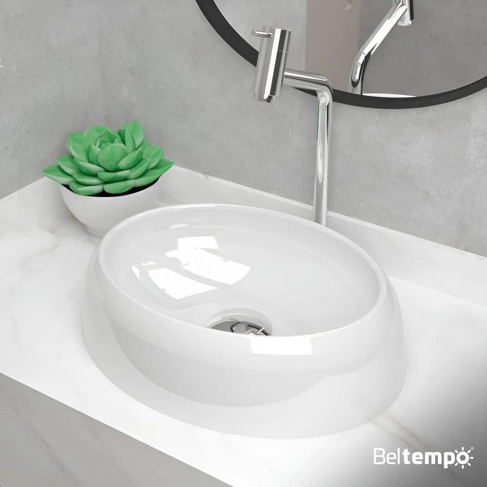 Cuba Pia De Apoio Sobrepor Oval 39X29 Branca Banheiro Lavabo