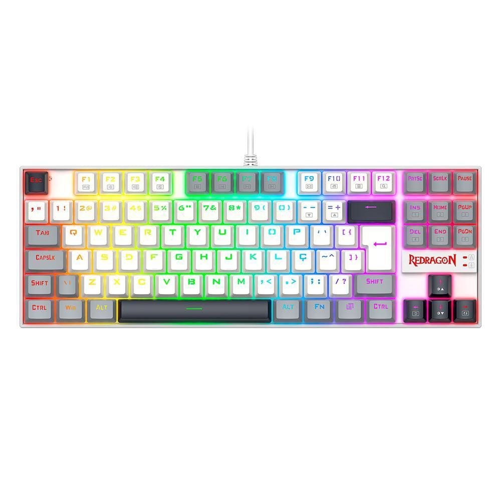 Teclado Gamer Redragon Kumara Rgb Brown Branco Preto E Cinza