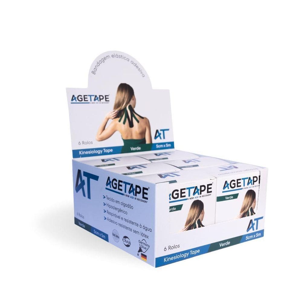 Kit 6 Rolos Agetape Kinesiology Tape - 5Cm X 5M Verde Escuro