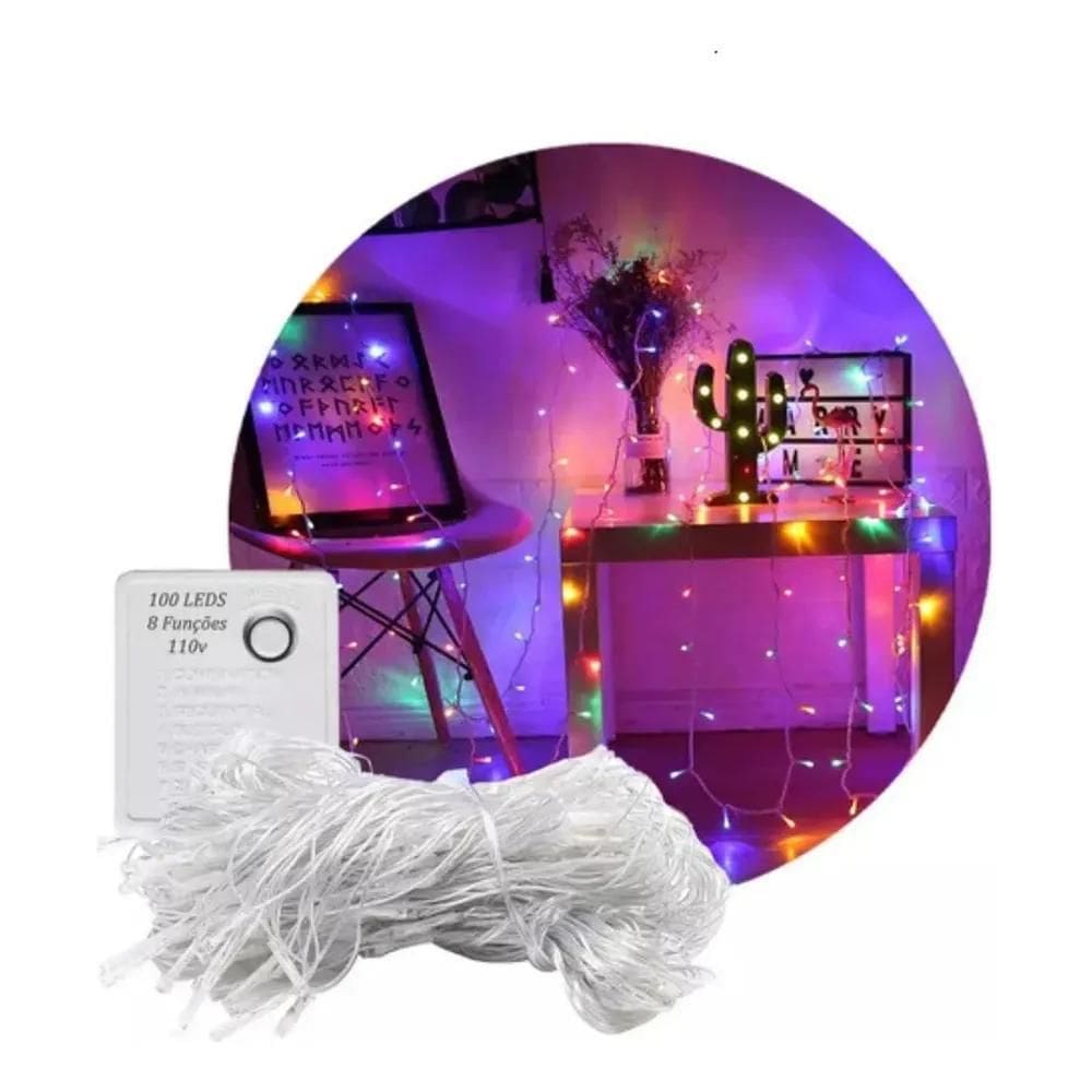 Pisca Pisca Luz De Natal Enfeite 100 Lampadas Colorido 110V