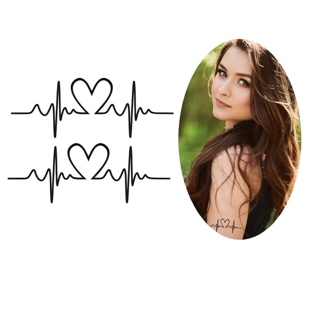 Tatuagem Temporária Duplo Eletrocardiograma Amor Mensagem