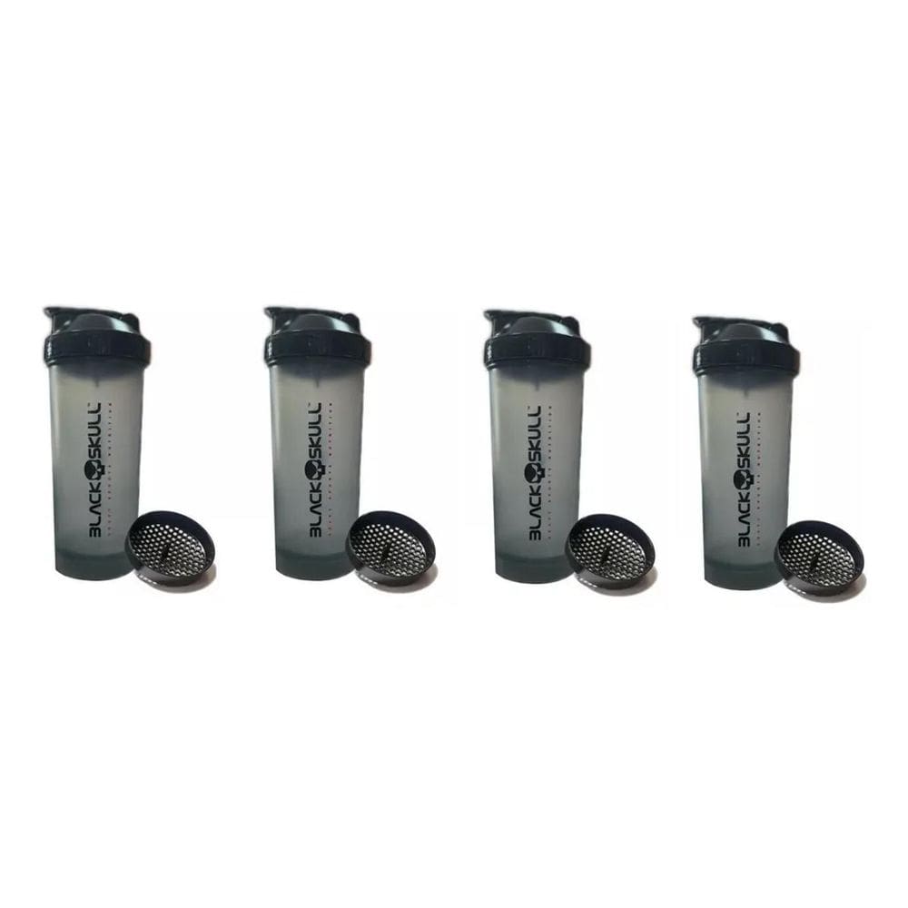 Garrafa 4X Coqueteleira Black Skull 600Ml Treino Academia