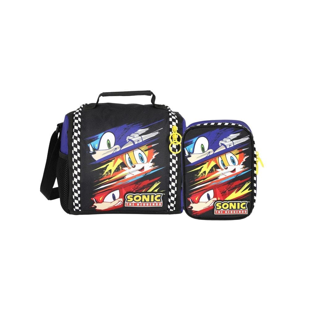 Kit Escolar Sonic Game Lancheira Térmica + Estojo Box - Azul