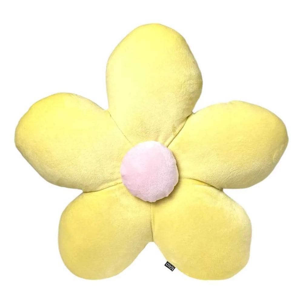 Almofada Flor Pelúcia Margarida Decoração Festa Amarelo Clar