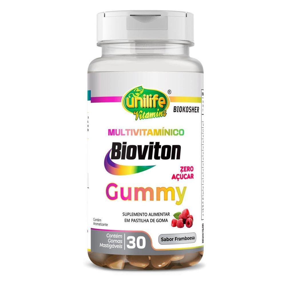Gummy Multivitamínico Sabor Framboesa Unilife 30 Gomas