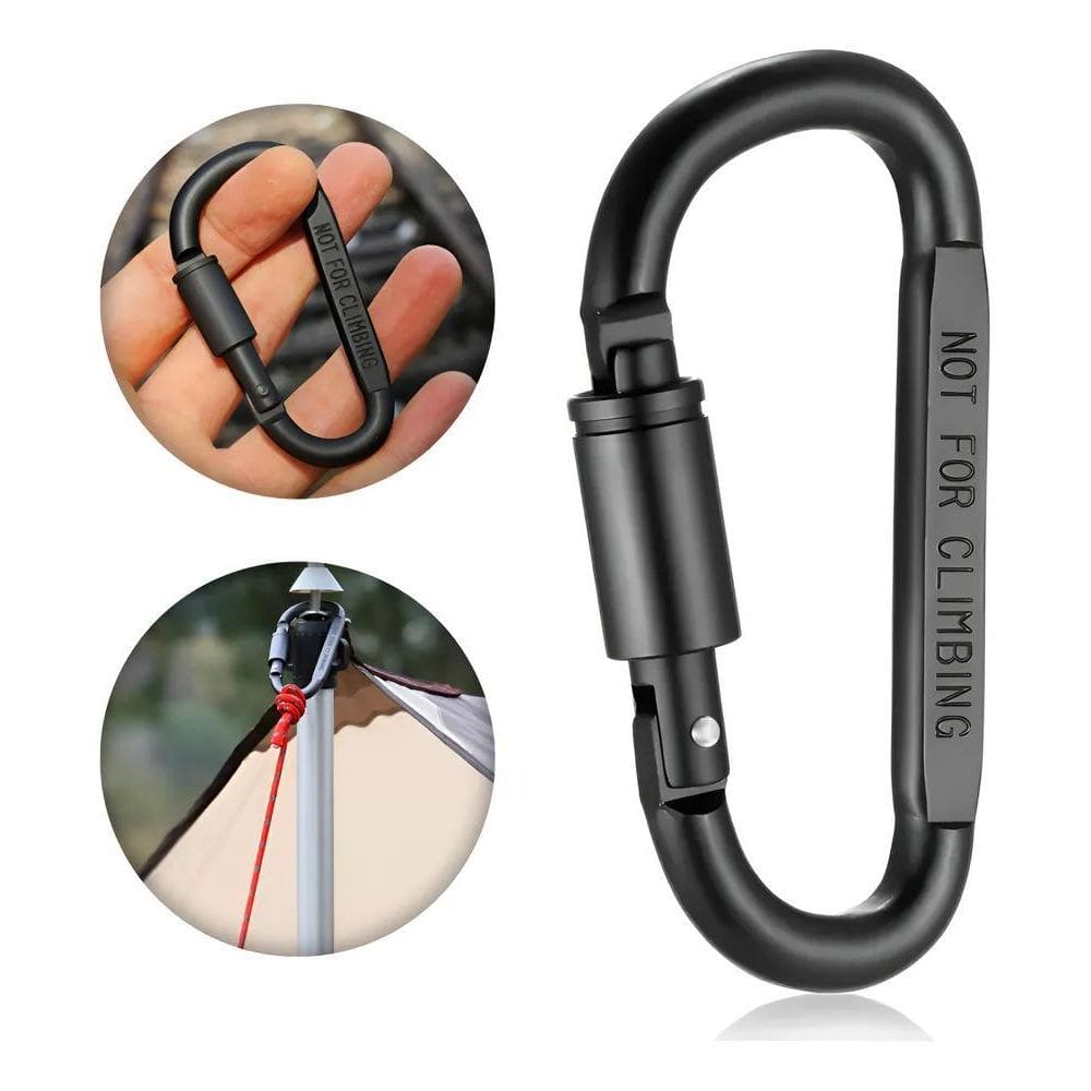 5X Chaveiro Mosquetão Trava Rosca Gancho Fosco Alumínio Pret