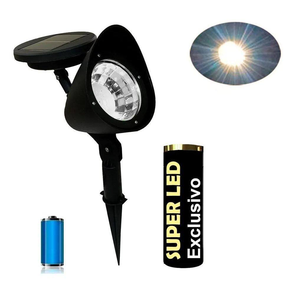 Luminária Luz Solar Branco Spot Jardim Branca Exte Branco-Fr