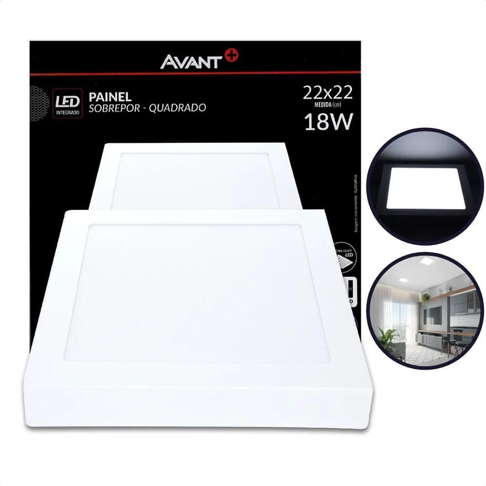 Plafon Led Quadrado 18W Painel Sobrepor Slim Branco 127/220