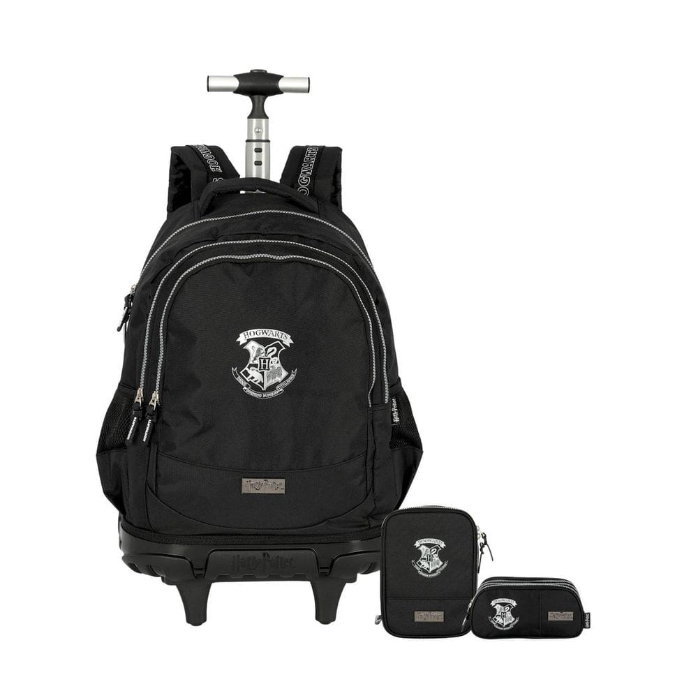 Kit Harry Potter Luxo Mochila Rodas + Estojo Box + Triplo Pt