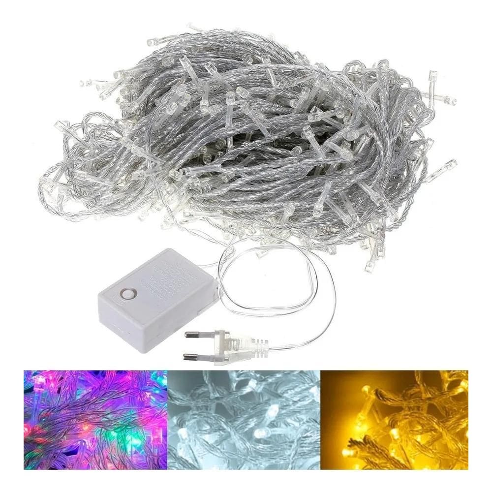 Pisca Pisca Led De Natal 100 Lâmpadas Colori Branco Frio 110