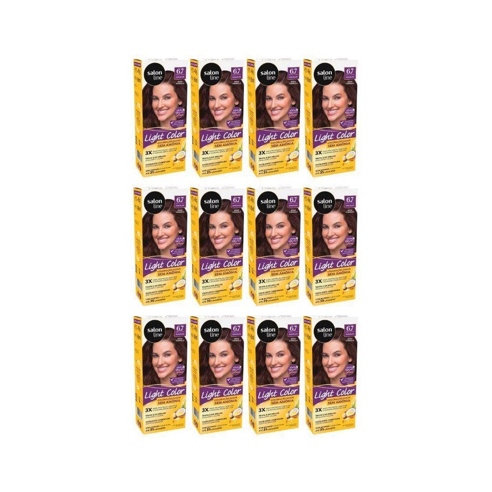 Coloraçao Light Color 6.7 Chocolate - Kit Com 12Un