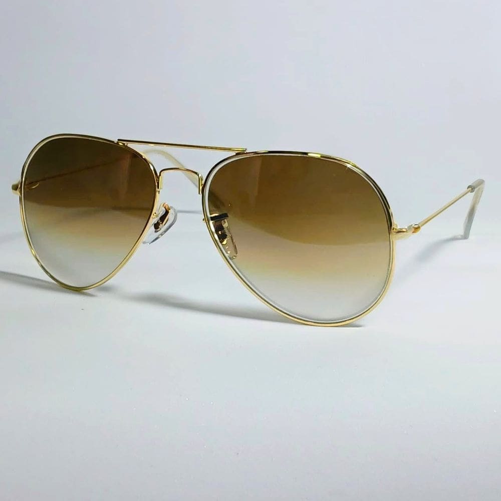 Óculos De Sol Aviador Unissex Dourado/marrom Degradê Uv400