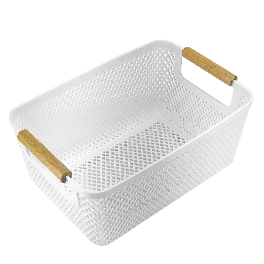 Cesto Retangular Multiuso Com Alças De Madeira 6697