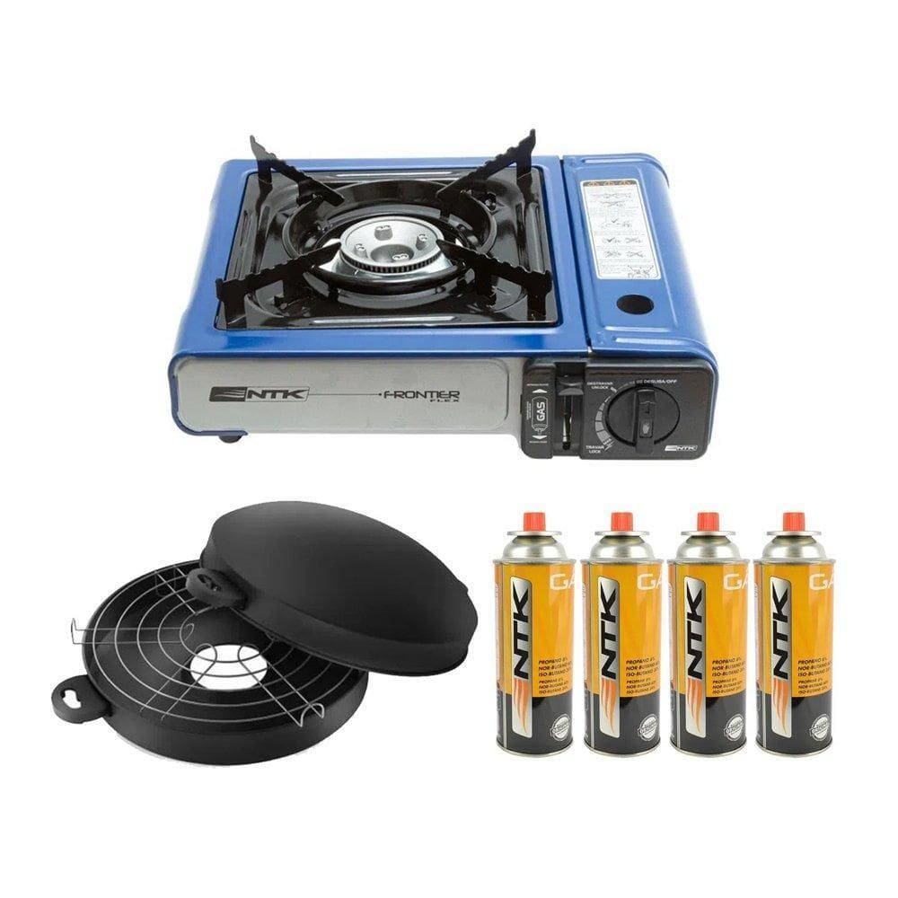Fogareiro Frontier Azul Nautika+Home Grill+Kit 4 Refil Gás