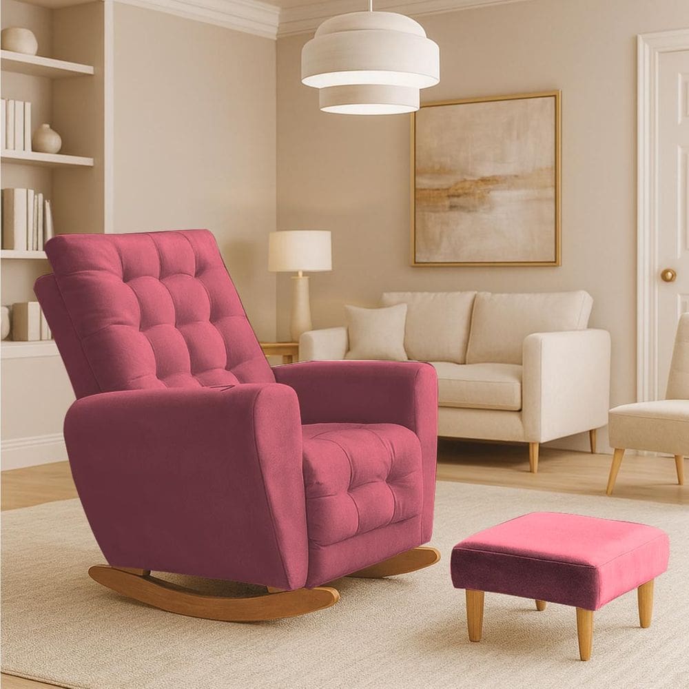 Poltrona Amamentação Base Balanço Cecilia Rosa