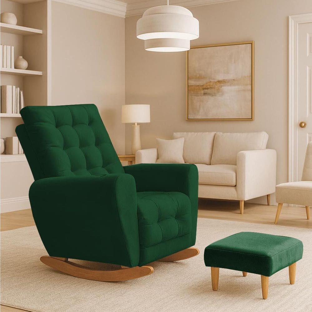 Poltrona Amamentação Base Balanço Cecilia Verde