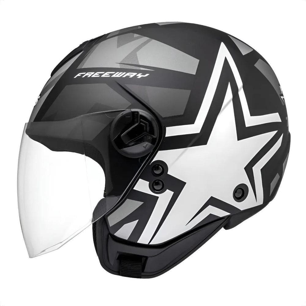 Capacete Peels Freeway 1St Preto Prata Abert Moto Tamanho 58