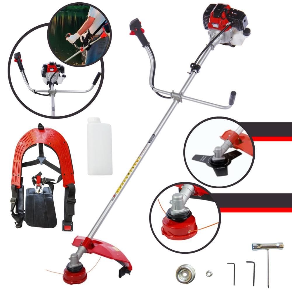 Roçadeira Multifuncional Toyama RT43-L Motor 2 Tempos 43cc 10.000rpm 1,7HP de Potência Cortador de Grama Com Cabeçote de Nylon + Lâmina 3 Pontas