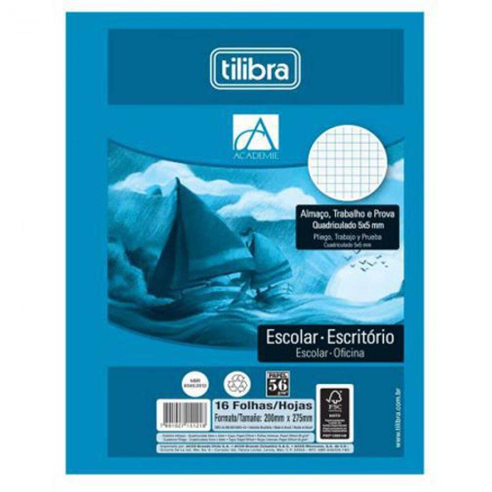 Papel almaço quadriculado 50mm X 50mm - com 16 folhas - Tili