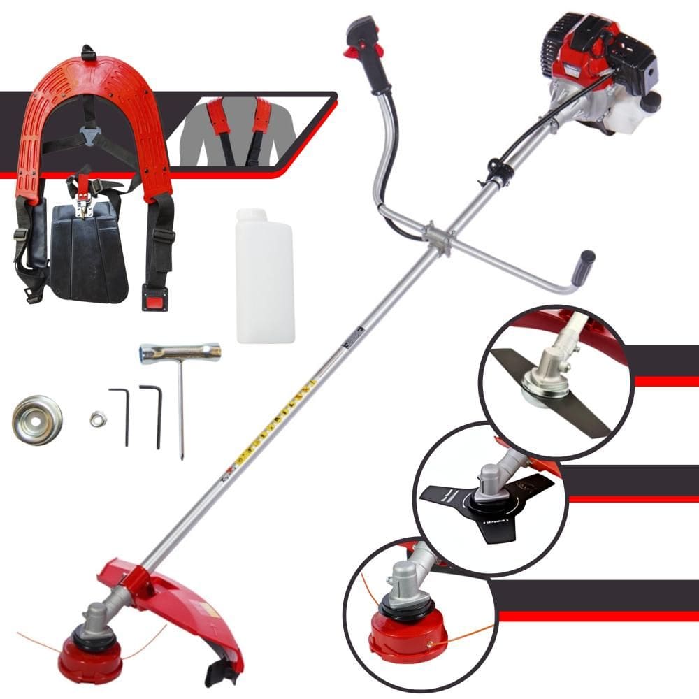 Roçadeira Com Sistema Antivibração À Gasolina Toyama RT43L 2T 43cc 1,7HP de Alta Performance Com Carretel de Nylon + Lâmina 2 Pontas + Lâmina 3 Pontas