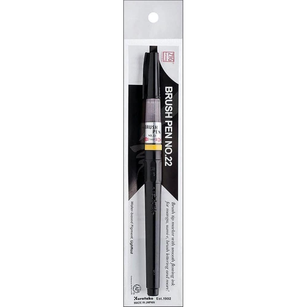 Caneta Kuretake Fude Brush Pen Nº 22 Media Preta  Blister