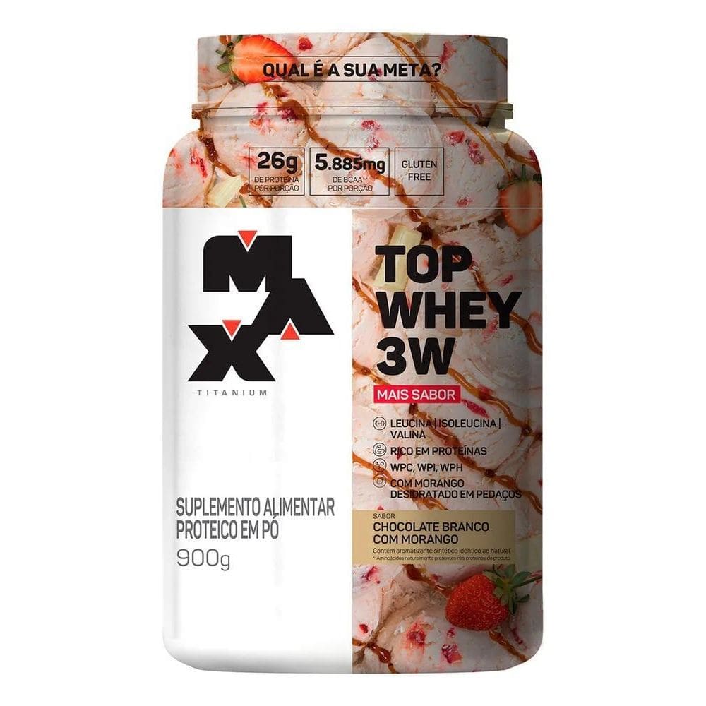 2X Top Whey 3W Mais Sabor Pote 900G - Max Titanium Sabor Cho
