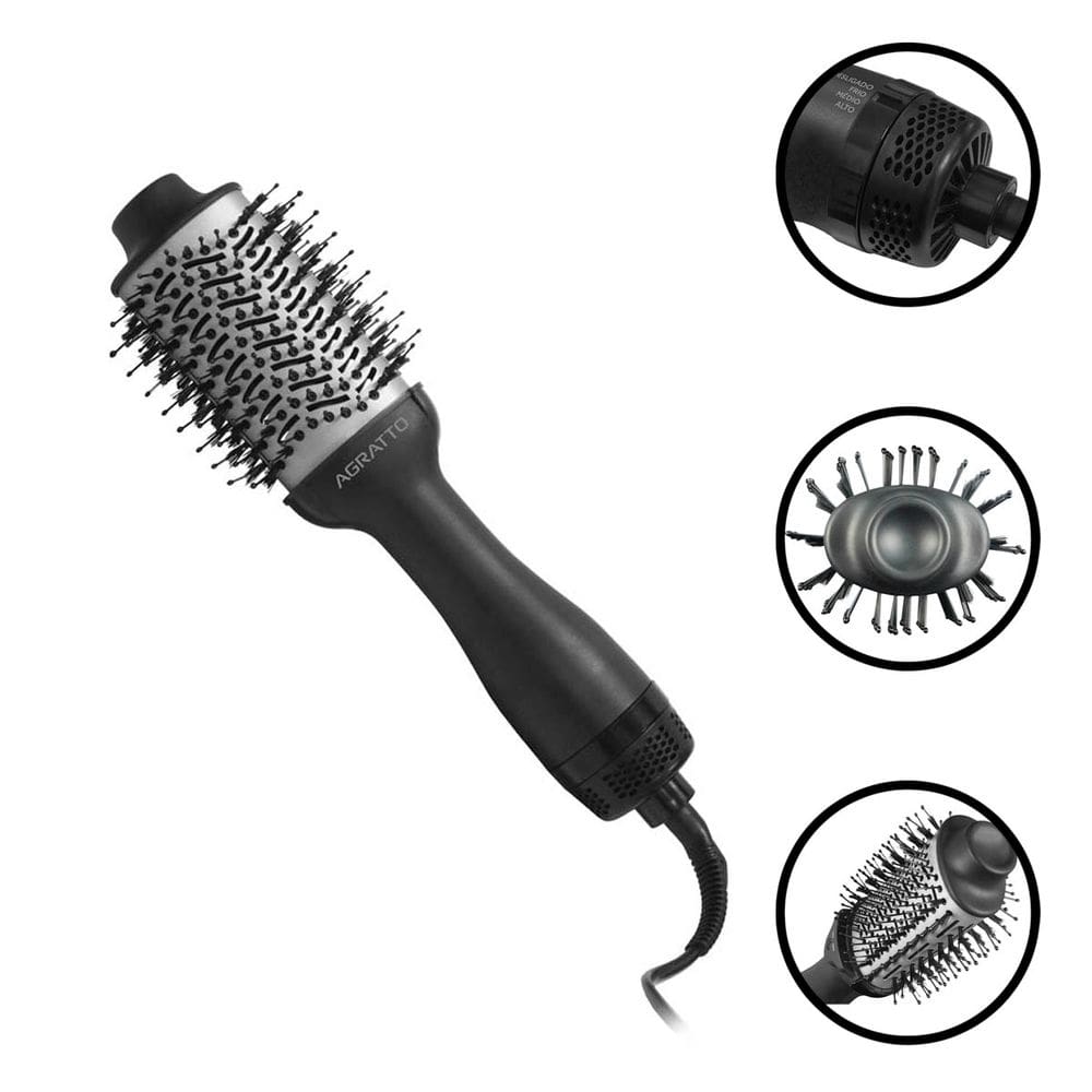 Escova Secadora de Cabelo 5 em 1 Modeladora Alisadora e dá Brilho Della 110V/220V Bivolt Agratto