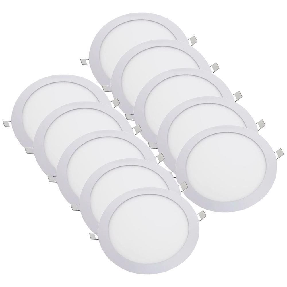 Kit 10 Luminária Plafon Led Redondo Embutir 24W 6500K - Noll