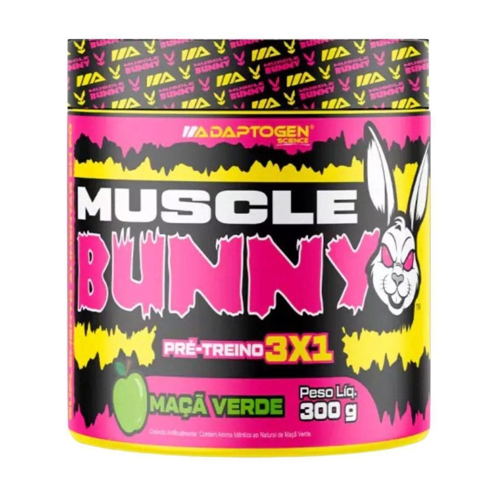 Pré Treino Muscle Bunny C/300G - Adaptogen Sabor Maçã Verde