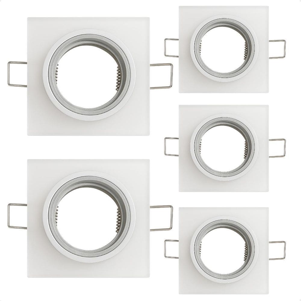 Kit 5 Spot Taschibra Quadrado Embutir Vidro Jateado Sp23