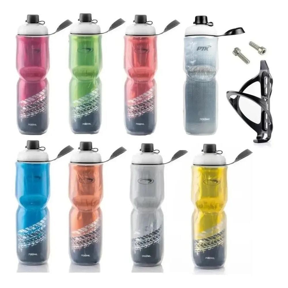 2X Garrafa Caramanhola Térmica 700Ml Com Suporte Para Bicicl