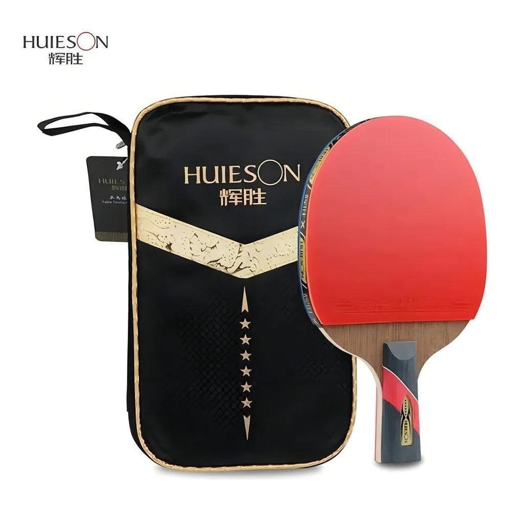 2X Raquete De Ping Pong Huieson 6 Stars Preta/Vermelha Cs  C