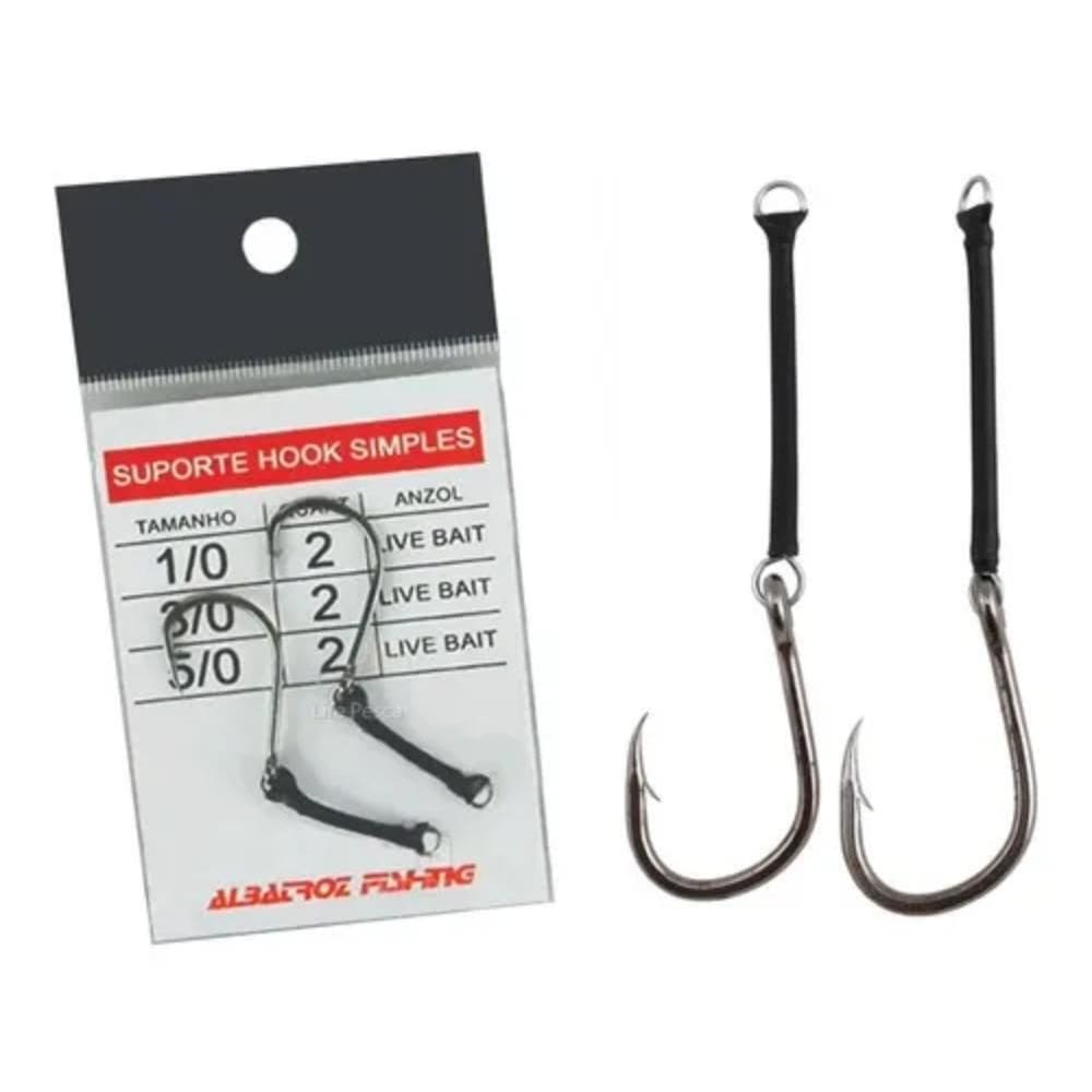 Albatroz Anzol Suporte Hook Simples Live Bait 1/0 2Un