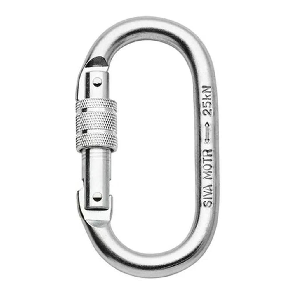 2X Fecho Gancho Mosquetão Oval Aço Trava Rosca 25Kn Alpinism