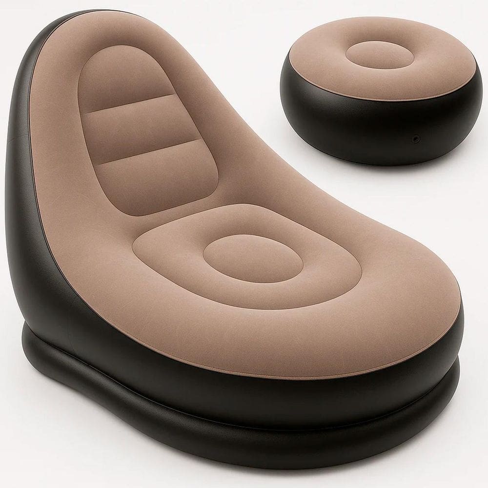 Sofá Inflável Puff Para Dormir Com Apoio Para Pés