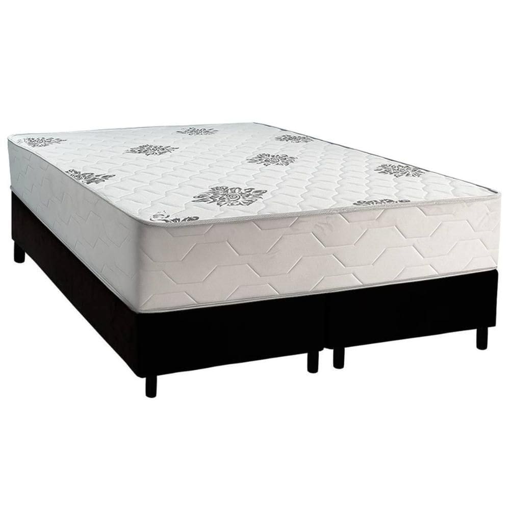 Cama Box Queen: Colchão Ortopédico Inovaflex Comfort Premium+Base CRC Corano Black (158x198)