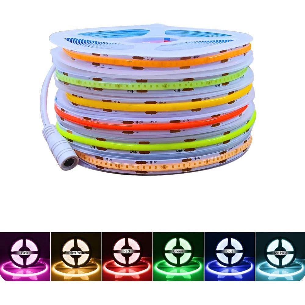 Fita Led Cob Colorida 360 Led/M 12V Ip20 5M Di Vermelho 127V