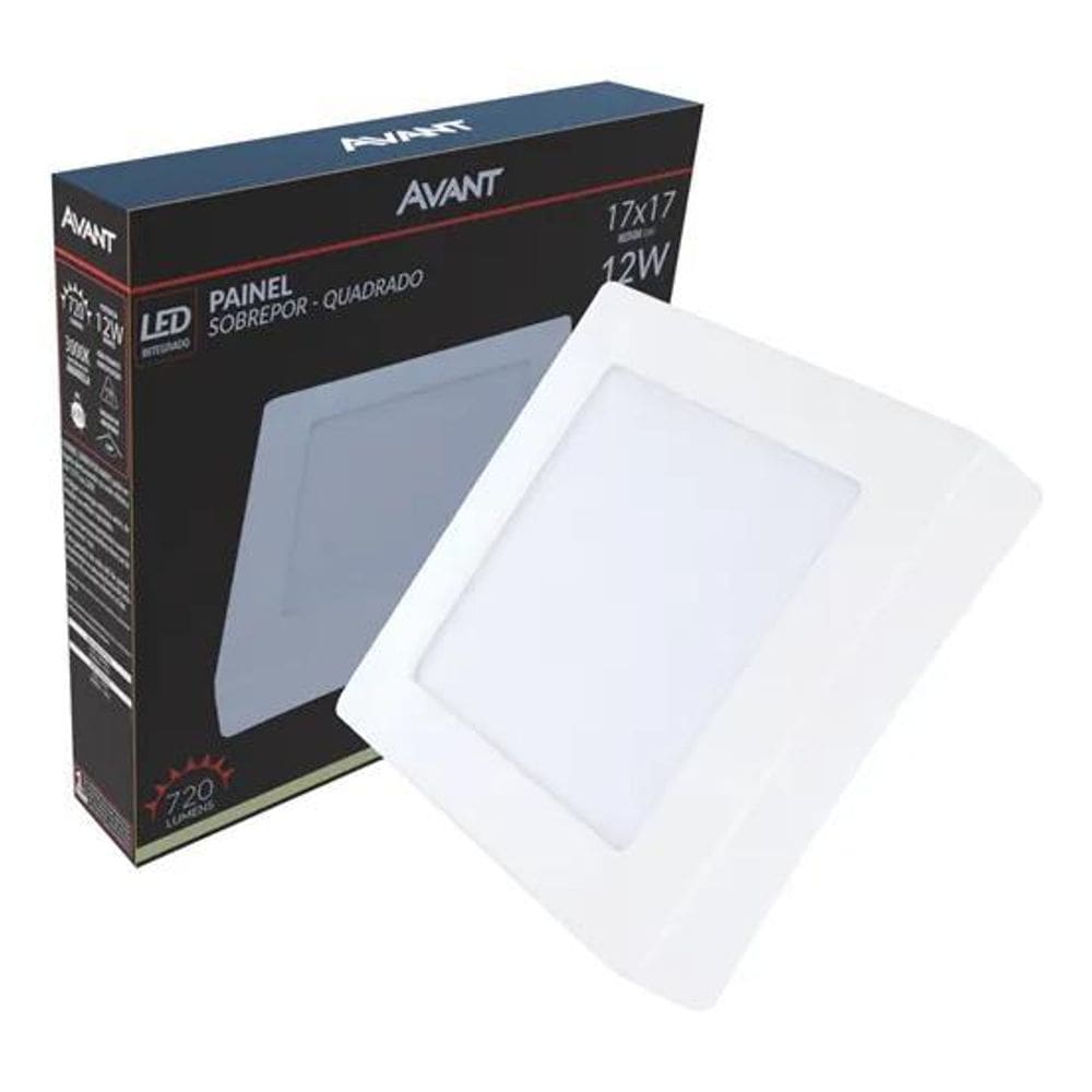Painel Plafon Quadrado Sobrepor 12W Branco Neutro 4000K - Br
