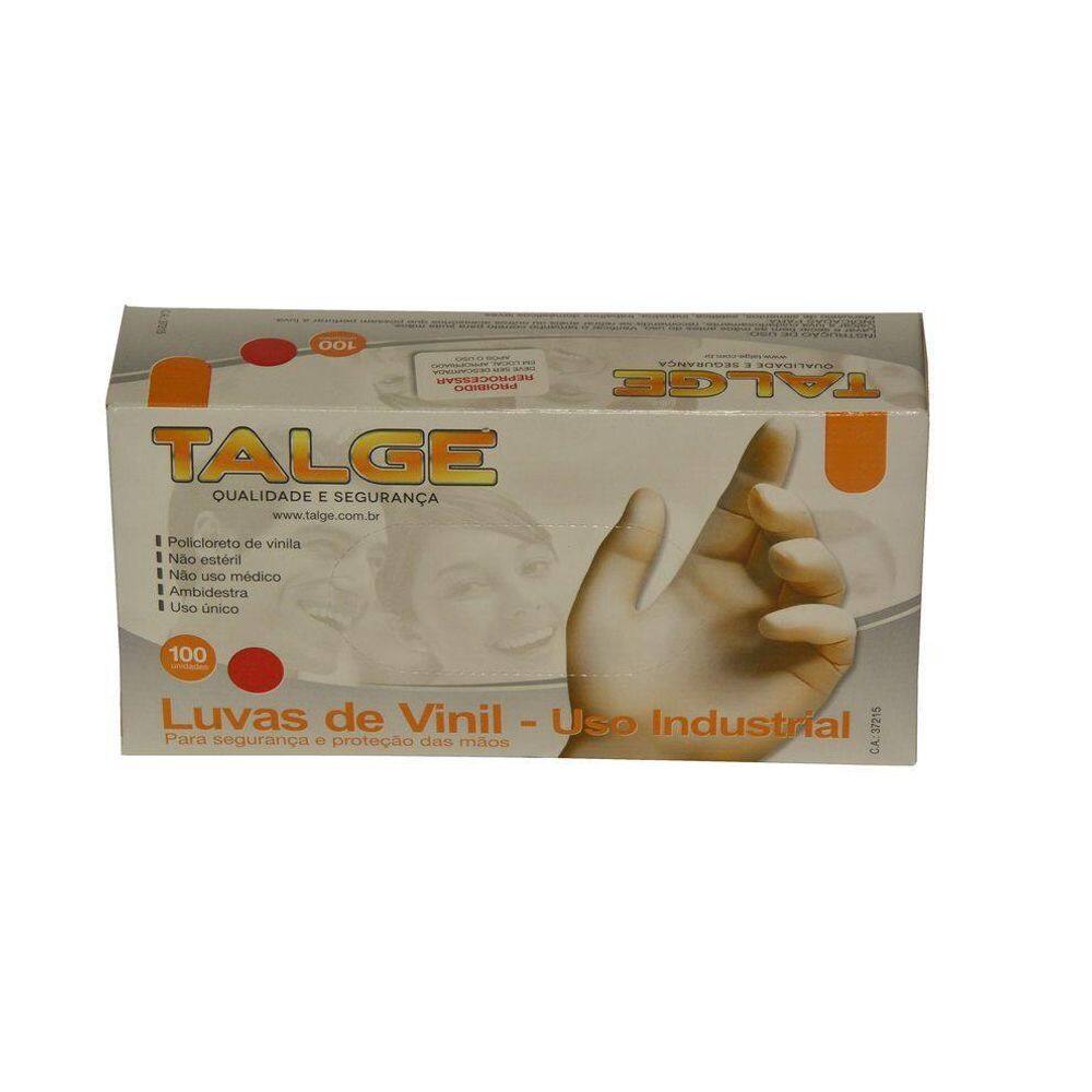 100 Luva Vinil Tamanho P Sem Pó - Marca Talge  1Pct