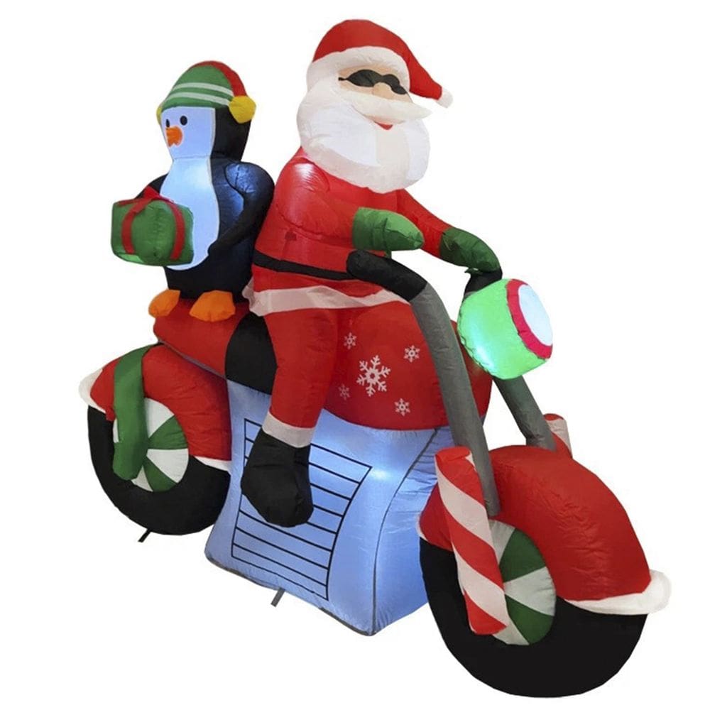 Papai Noel Moto Pinguim Natal Presente Inflavel Decoraçao Natalina Loja Festa Shopping Fim de Ano Hall de Entrada