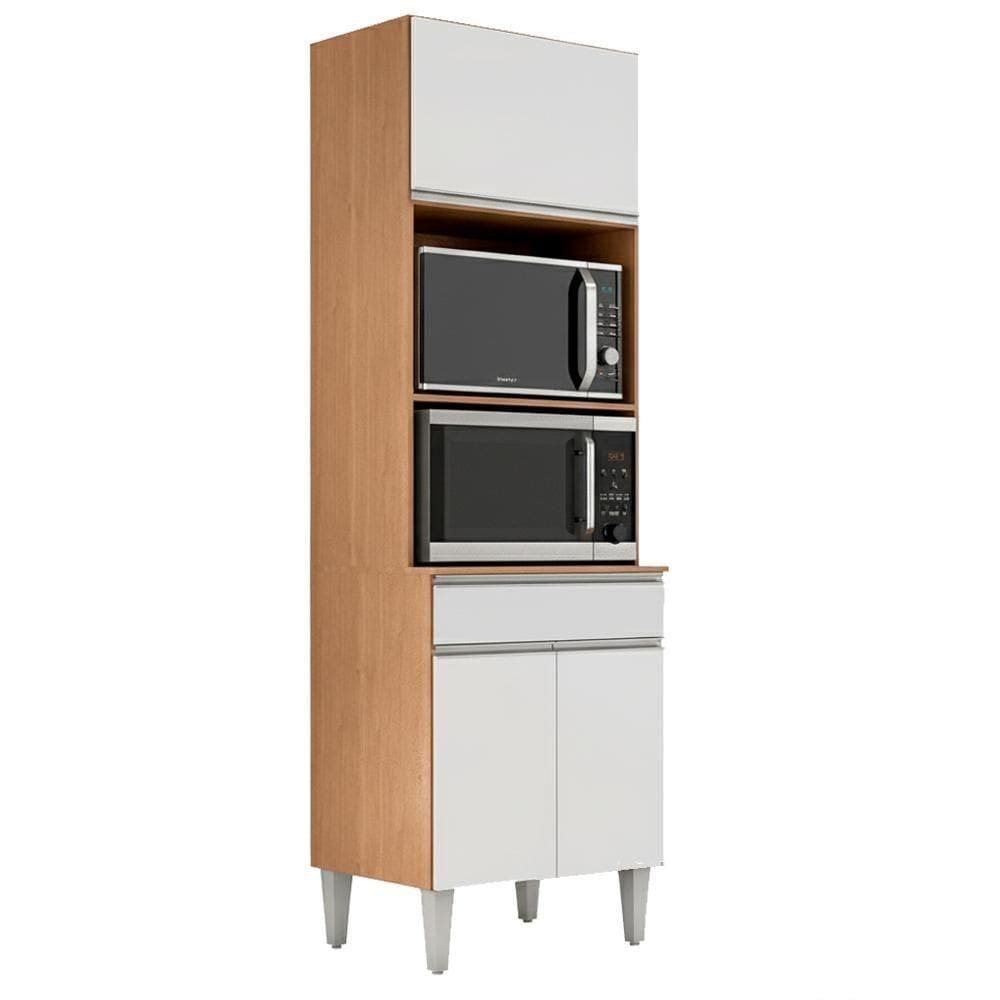 Torre Quente Para Forno E Microondas 202x61cm Andreia Amendoa Branco Reajl Moveis Amendoa Branco