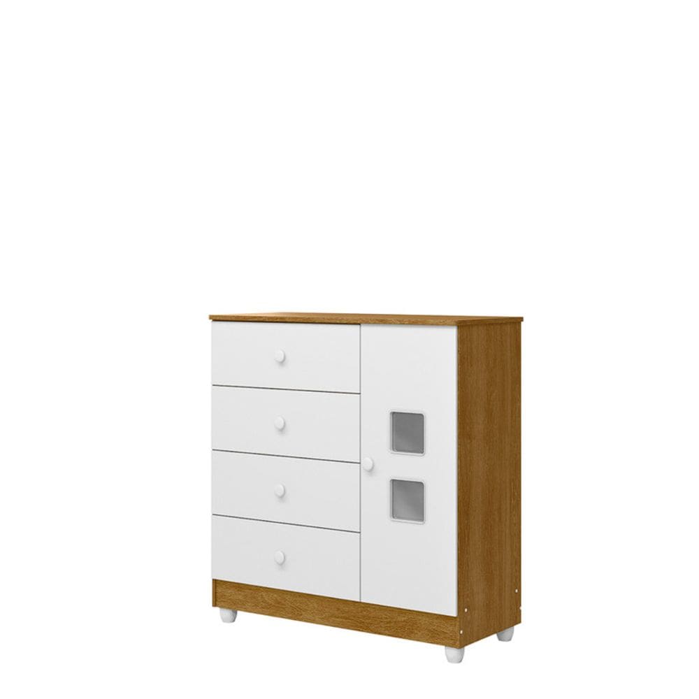 Cómoda Antitombamento com 4 Gavetas Pixel -MobiBaby