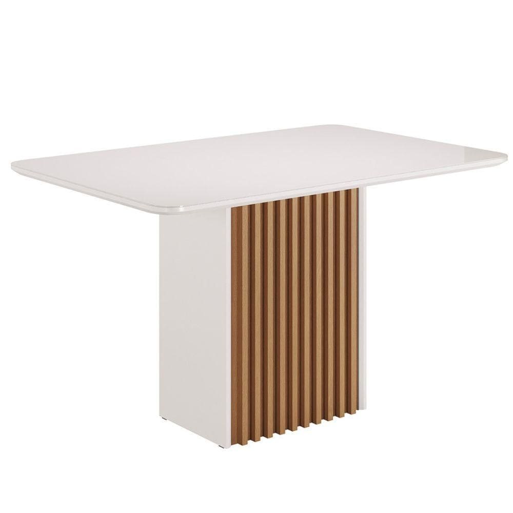 Mesa de Jantar Cris Retangular - 100% MDF, Base Ripada Mel - Sonetto