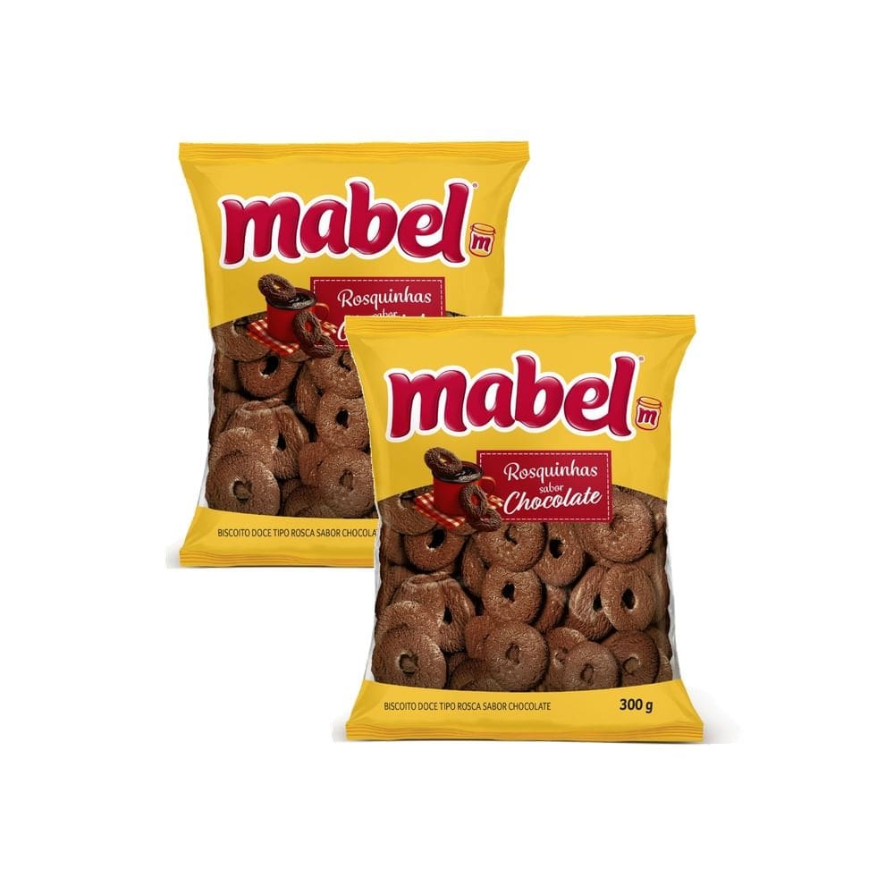 Kit 2 Biscoito Rosquinha Mabel Sabor Chocolate 300g