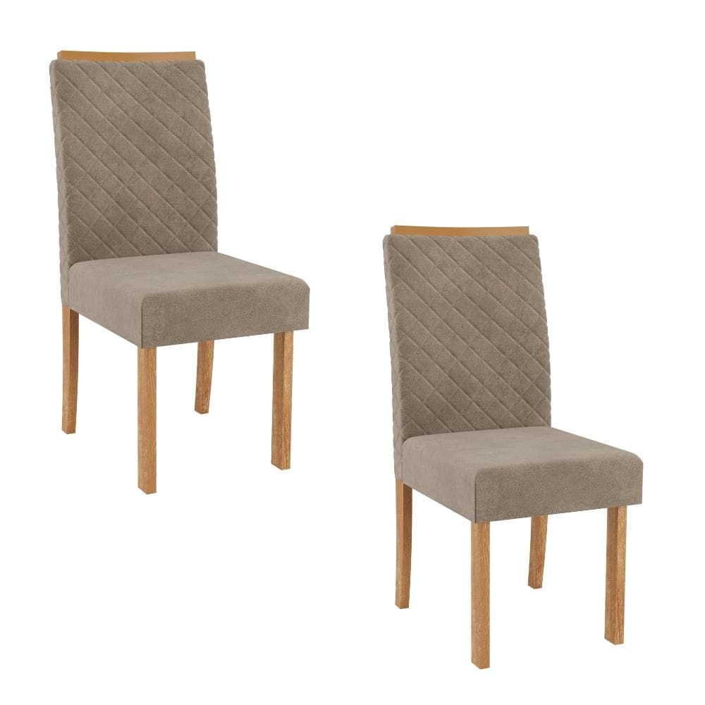 Kit 2 Cadeiras Elegance Nuova Com Espaldar – Tecido Veludo Suede Bordado Estrutura 100% MDF – Sonetto