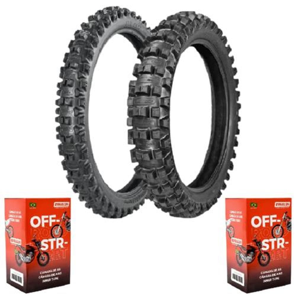 Par Pneu Crf 150f 70/100-19 + 90/100-16 Mx007 Medium Soft Borilli + Câmara